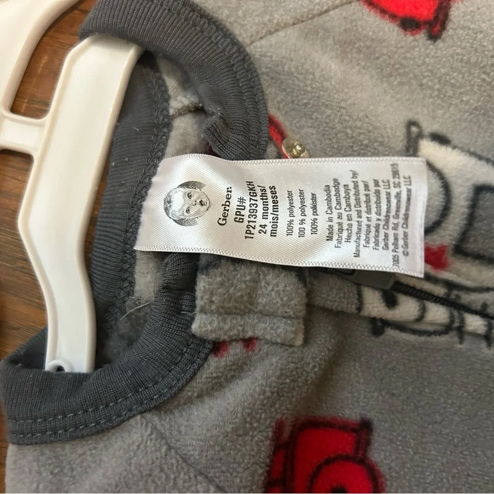 Gerber Baby & Toddler Boys' Fire Truck Microfleece Sleepers 24 Months Bundle